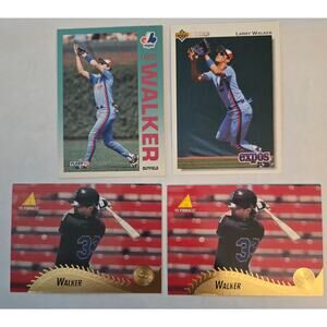 Lot of 4 Larry Walker MLB Baseball Cards Expos Rockies Outfielder